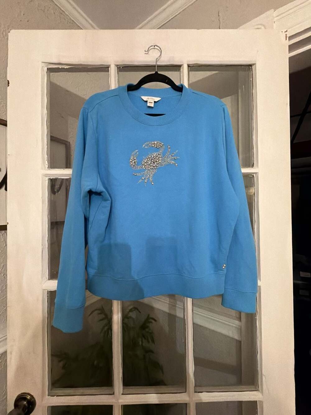 Lilly Pulitzer Blue Crab Embellished Long Sleeve Sweatshirt